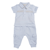 Mintini Baby Boy Pale Blue Polo and Jogger Set